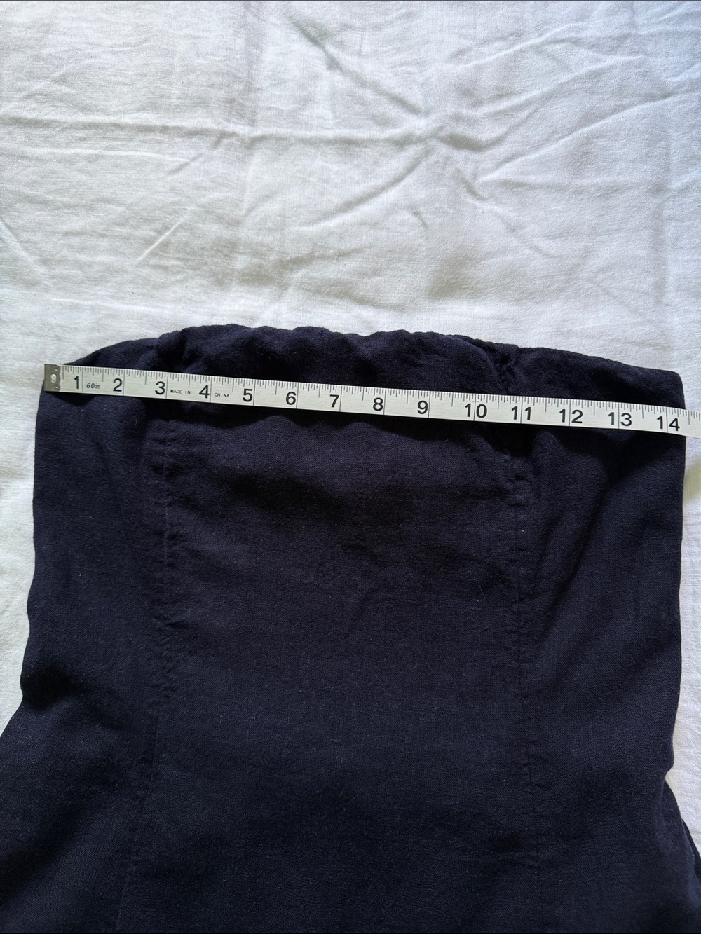 Women's Navy-Blue Maxi strapless Dress A-Line Design, linen. - Picture 4 of 11